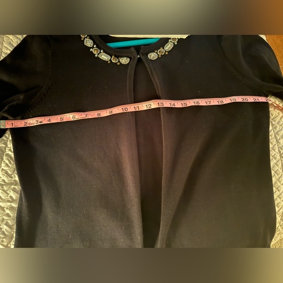 NY Collection Black Embellished Collar 1/2 Sleeve Open Cardigan Ladies XL. NWOT - Picture 9 of 12